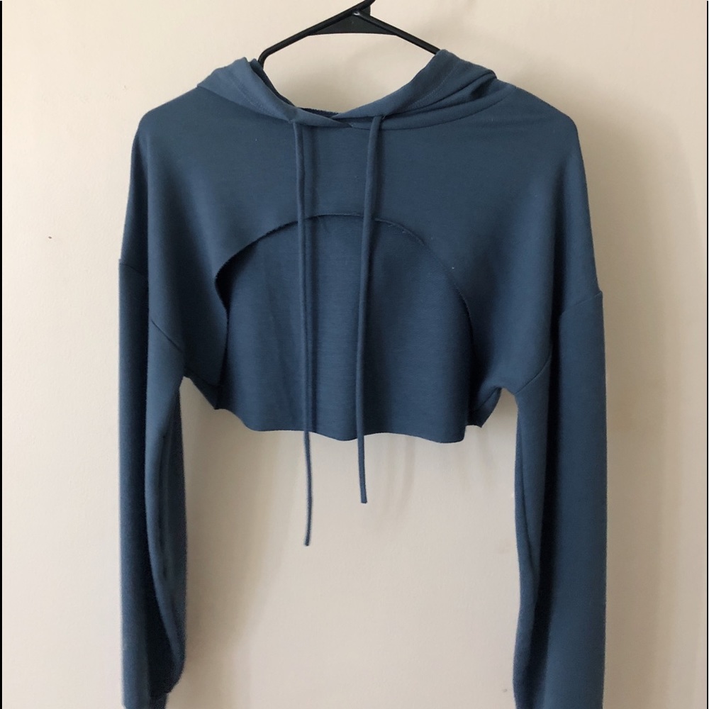 Blue hoodie crop top